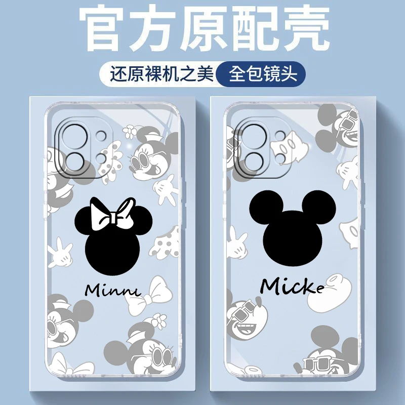 

Love Disney Mickey Minnie For Xiaomi Mi 13 12 11 10 11T 10T 9T 9 8 Note 10 Ultra Pro Lite Transparent Silicone Phone Case Fundas