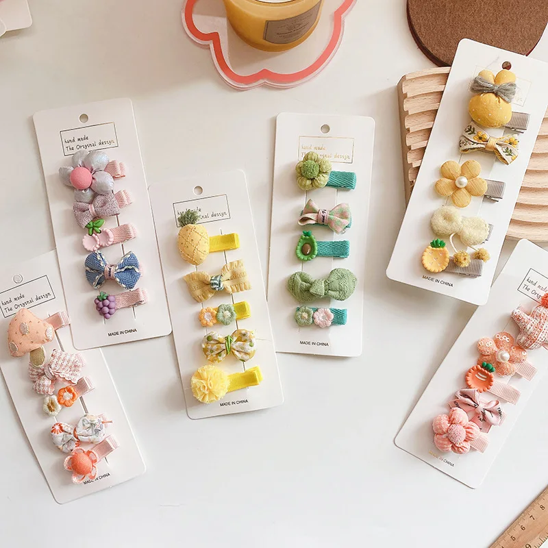 

5Pcs/Set Bowknot Baby Girl Hairpins Cute Floral Plaid Children Hair Clips Infant Hairpin Kids Barrettes Baby Hair Accessories