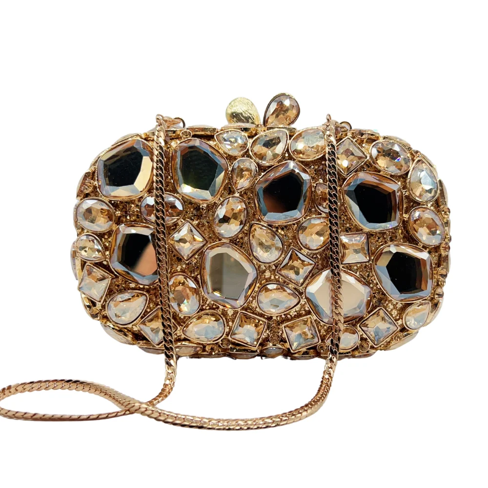 Роскошная женская стеклянная сумка-цепочка со стразами и бриллиантами на заказ