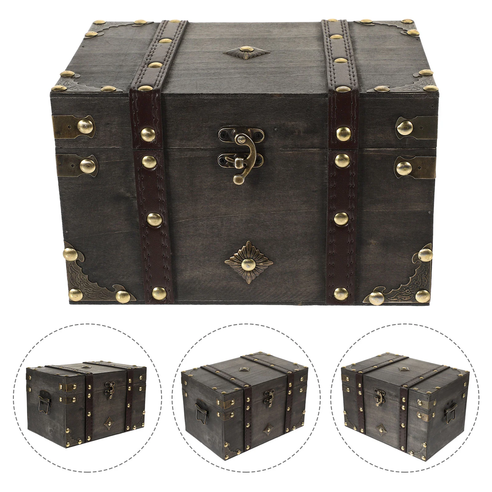 

Wooden Treasure Jewelry Storage Box Decorative Wood Toys Storage Box