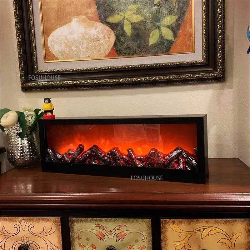 3D Simulierte Kamine Flamme Lampe Ge닥schte Brennholz Kamin Duerische Dekoration Ornamente Licht Wohnzimmer TV Schrank