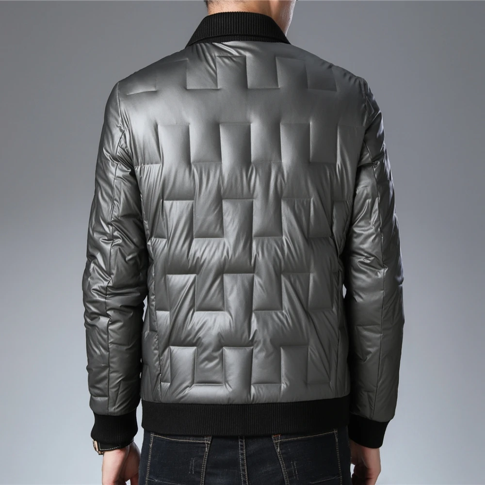 COODRONY Brand Knitted Collar Zipper Jacket Men Clothing Winter New Arrival Parka 90% White Duck Down Overcoat Windbreaker Z8165