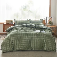 evich brief dark green square lattice bedsheet quilt cover for single and double queen size luxury bedding sets pillowcase