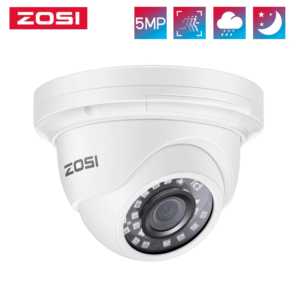 

Ip-камера ZOSI PoE, 5 МП, HD, наружная/Внутренняя водонепроницаемая, инфракрасная, 85 футов, ночное видение