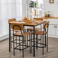 5-Piece Industrial Dining Table Set with Counter Height Table and 4 Bar Stools Dinner Table and Chairs