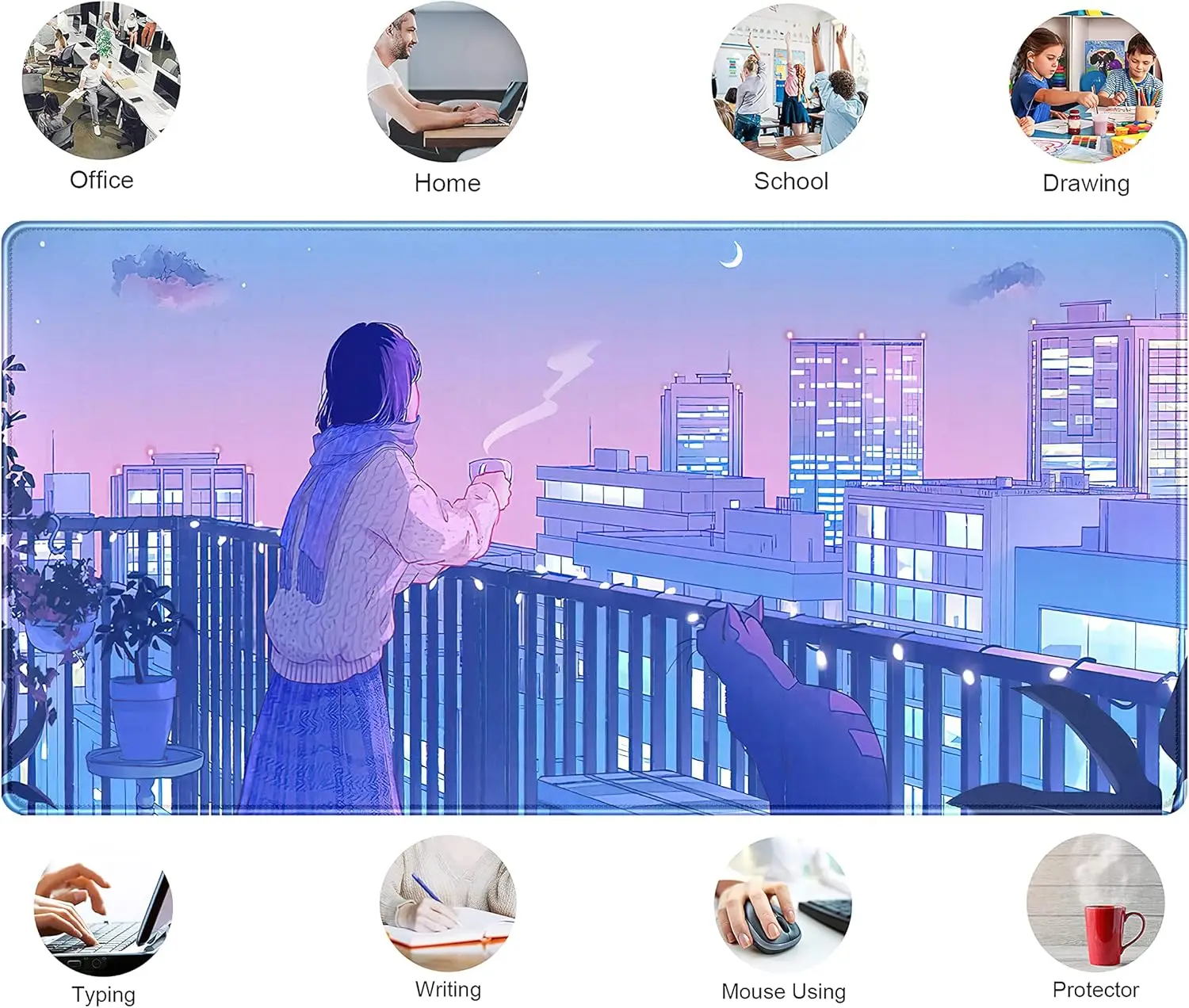 Large Gaming Mouse Pad Tokyo Street Anime Kawaii Desk Mat Mousepad XXL MatGamer Desktop Computer Laptop Keyboard