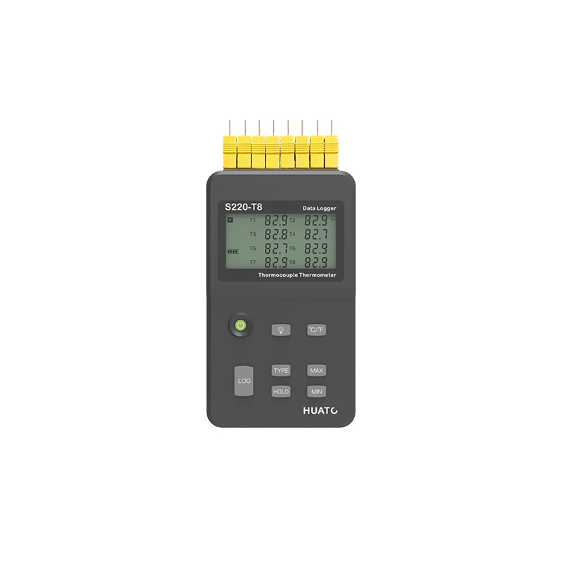 

S220-T8 Support 8 Types Thermocouple Sound and Light Alarm Multi-channel Handheld Thermocouple Temperature Data Logger