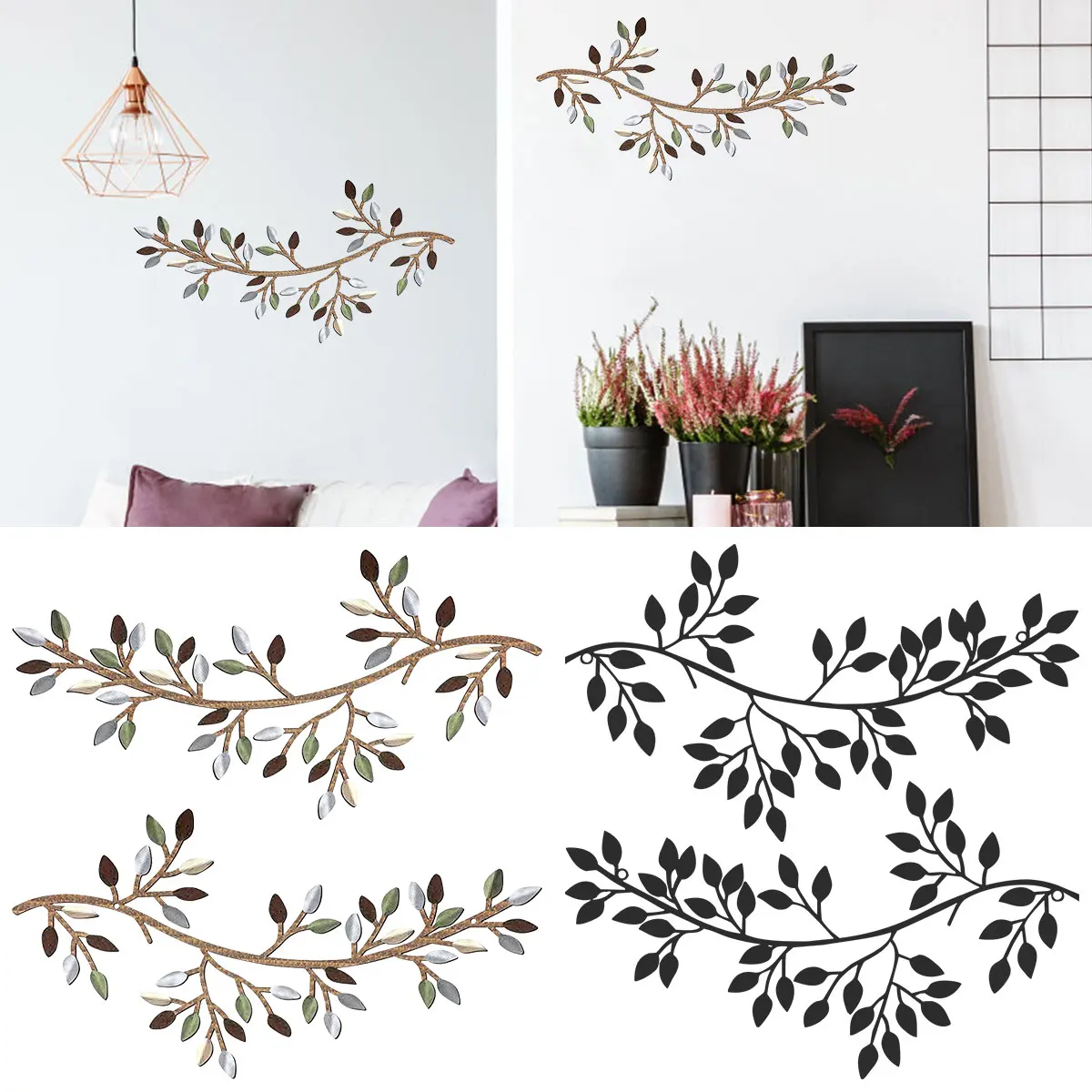 

Металлический декор для стен в виде листьев дерева, 2 шт.