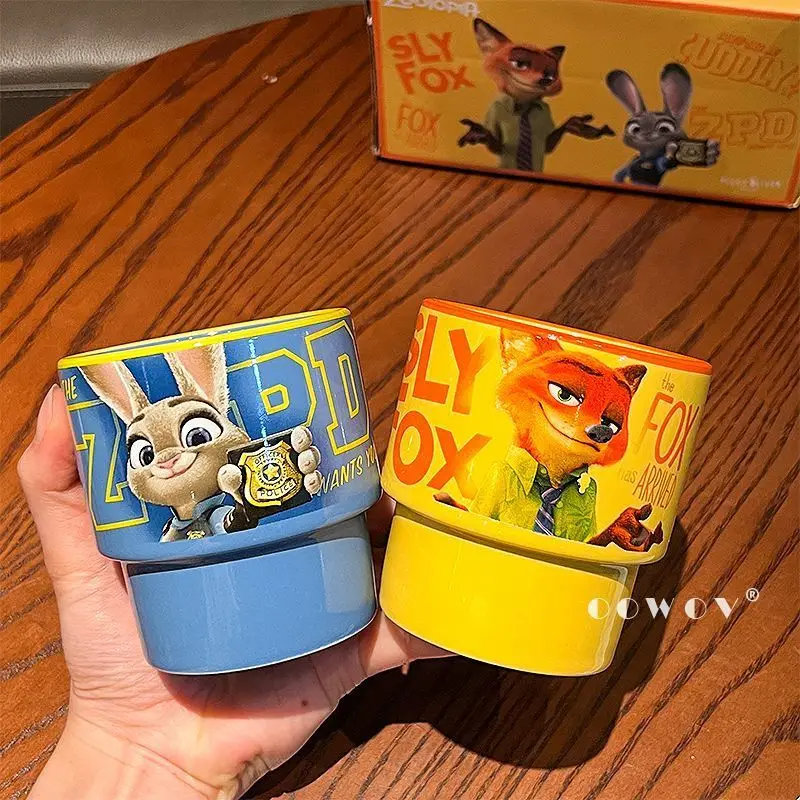 Фото Кружка Zootopia с Ником и Джуди, новый стиль, красивая кофейная чашка, керамическая парная кружка для воды, подарок на день рождения, милая, кавайная, очаровательная, красивая. №4