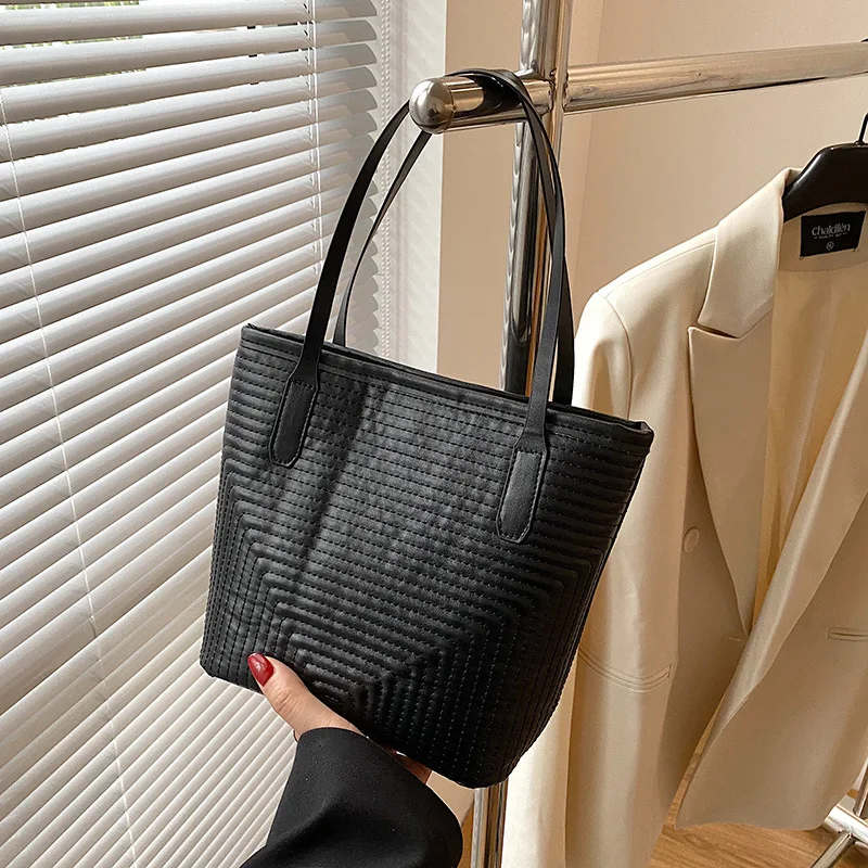 

Сумка-тоут женская из экокожи, Модный повседневный вместительный саквояж с ручками сверху, простой мешочек для покупок, 2022