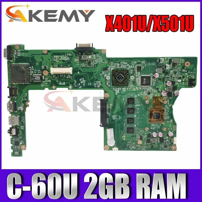 

Akemy Laptop motherboard For ASUS X401U X501U Mainboard REV.2.0 CMC60 2G RAM