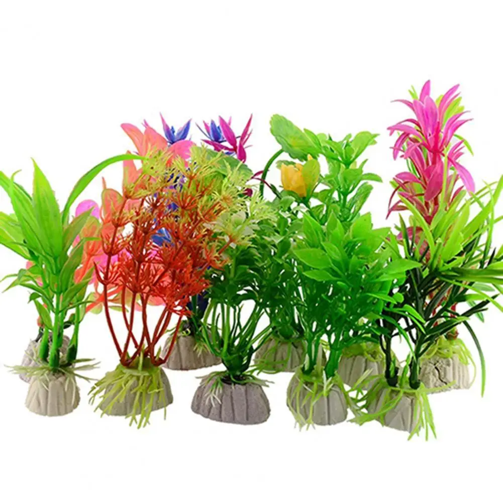 

Aquarium Artificial Grass Attractive Plastic Plastic Aquarium Artificial Grass Artificial Plant Simulation Plant 10Pcs