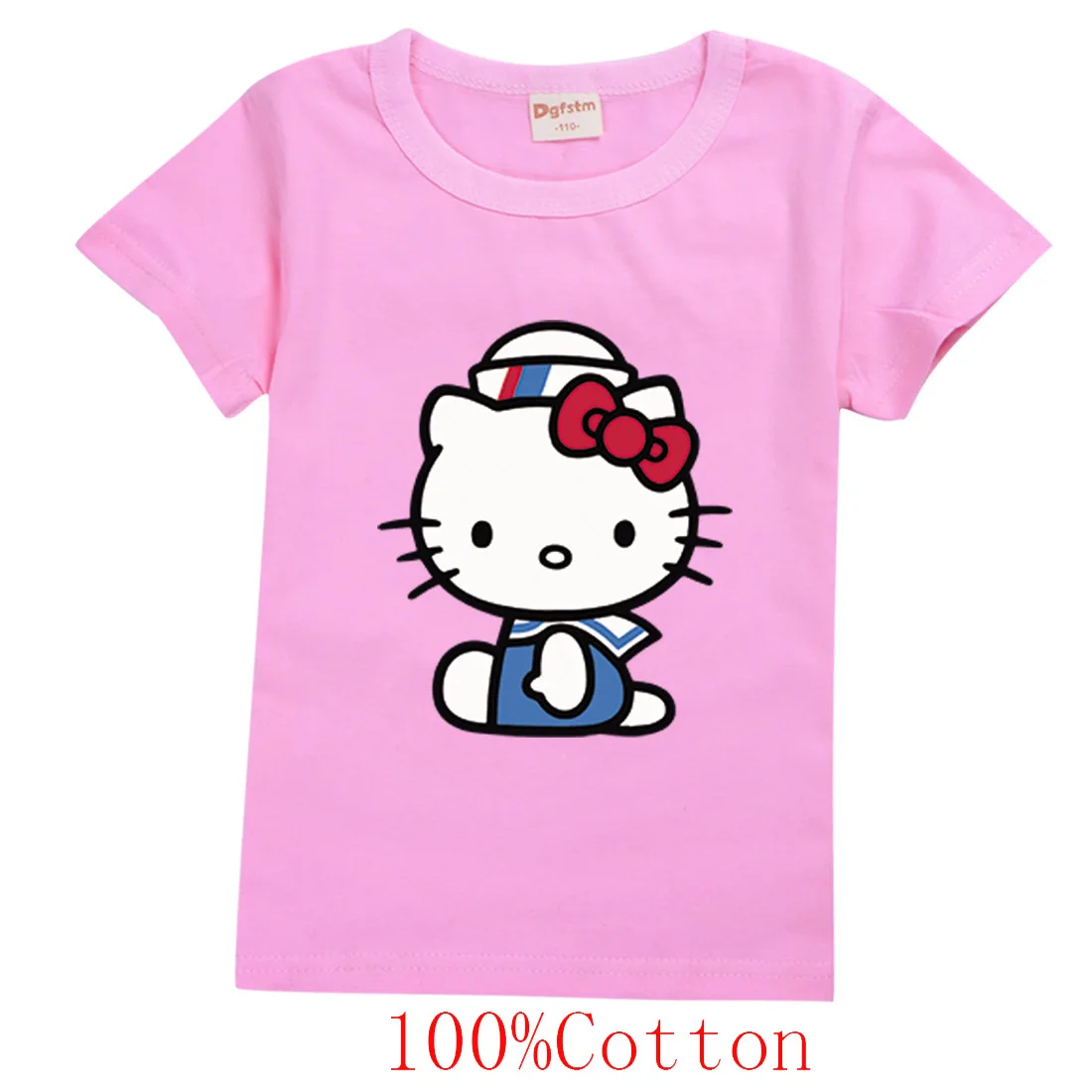 

Новинка 2022, Детская футболка Sanrio HELLO KT, кавайная повседневная одежда, мультяшная футболка, забавные детские футболки для девочек, топ, детски...