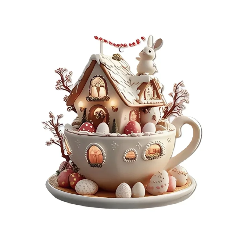 1 шт. 2D плоский пасхальный кролик кофейная чашка дом акриловый кулон брелок