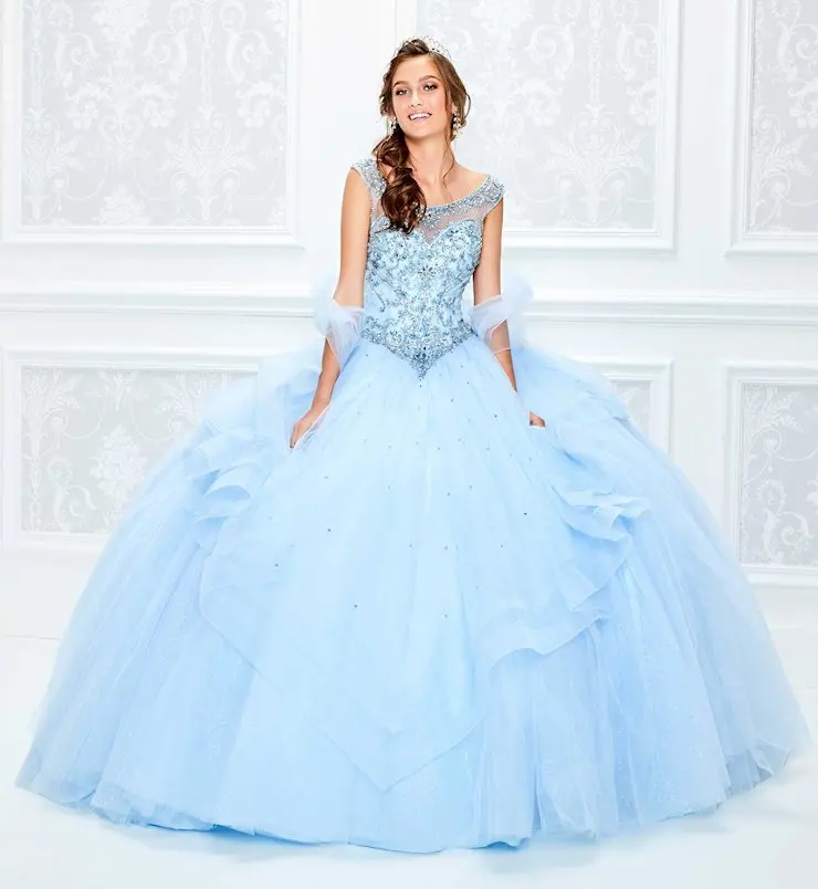 

Sky Blue Charro Quinceanera Dresses Ball Gown Cap Sleeves Tulle Beaded Puffy Mexican Sweet 16 Dresses 15 Anos