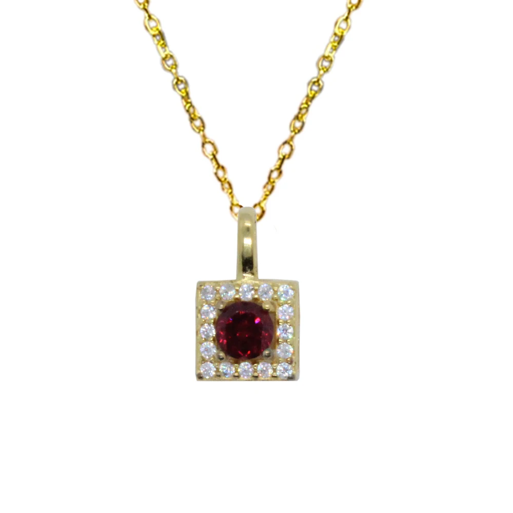 

CoLifeLove Small 925 Silver Garnet Pendant 4mm VVS Grade Natural Garnet Jewelry 18K Yellow Gold Plating Gemstone Pendant