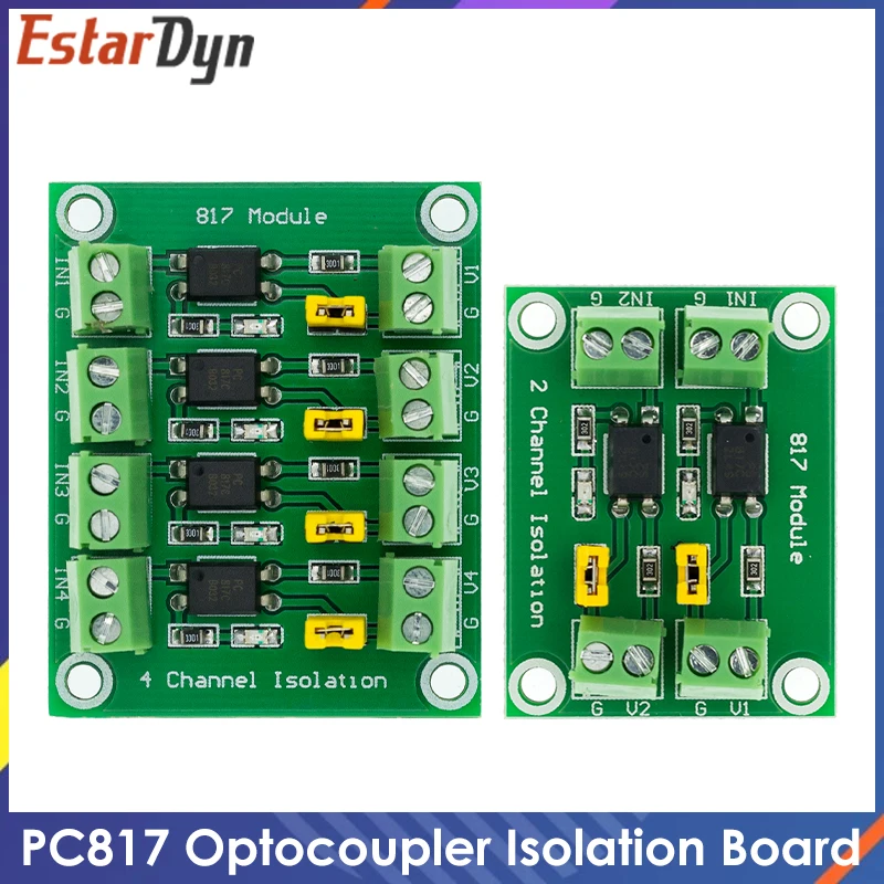 

PC817 2 4 Channel Optocoupler Isolation Board Voltage Converter Adapter 3.3V to 5V Module 3.6-30V Driver Photoelectric Isolated