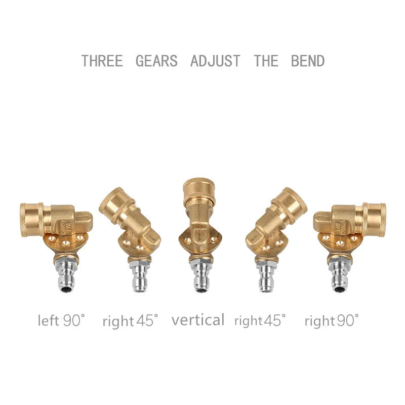 

Five-speed Adjustable Nozzle Pure Copper Fast Connection Rotary Coupler for High-pressure Cleaner 1/4 Quick Plug 90 degree