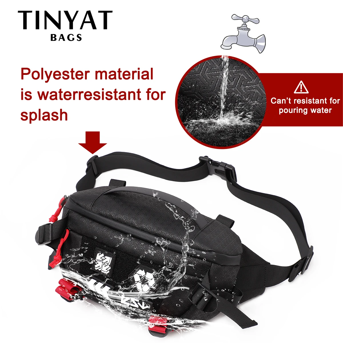 Фото TINYAT Мужская поясная сумка, Большая вместительная водонепроницаемая сумка через плечо, Дорожная Спортивная нагрудная сумка, Мужская многоф... №4