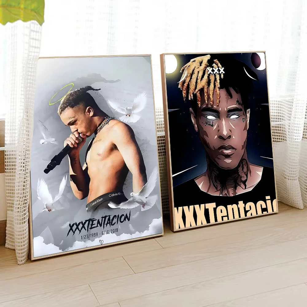 X-XXXTENTACION Hot Rapper Anime Posters Sticky Decoracion Painting Wall Art White Kraft Paper Decor