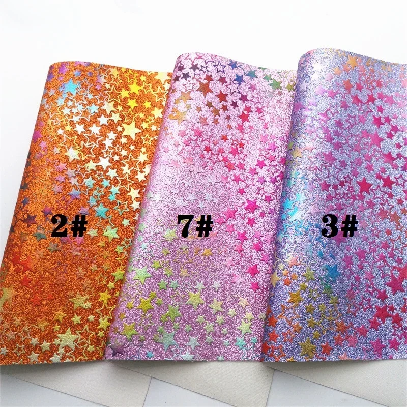 Искусственная кожа с рисунком звезд виниловая ножной подкладкой для банта