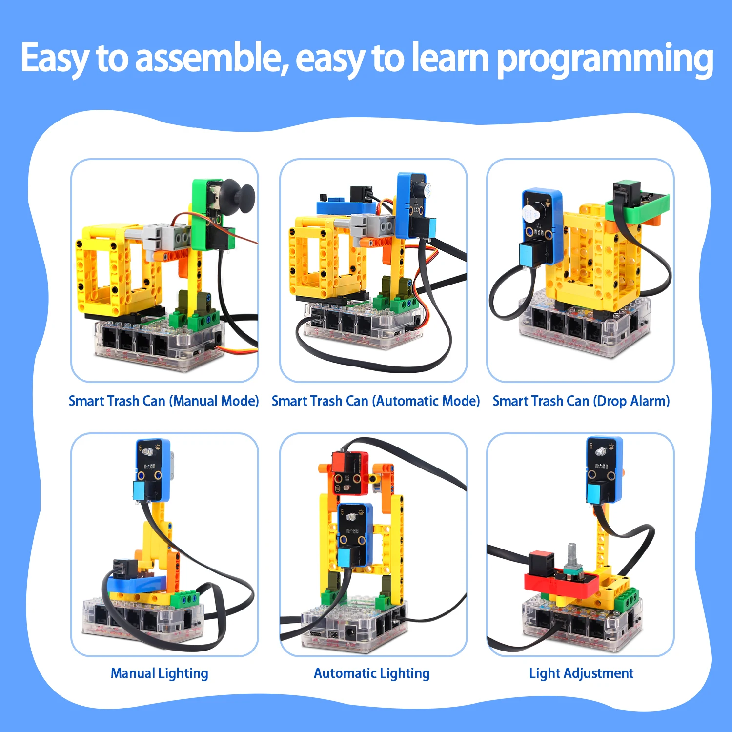 Kidsbits STEM Electronic Building Blocks Smart Binsite Kit с платой esp32/Pico Board/UNO Board Поддержка Kidsblock и Python