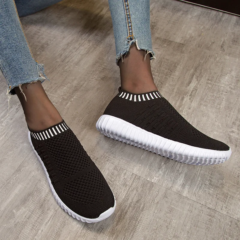 

Кроссовки-носки женские, Вулканизированная подошва, без шнуровки, повседневные прогулочные лоферы