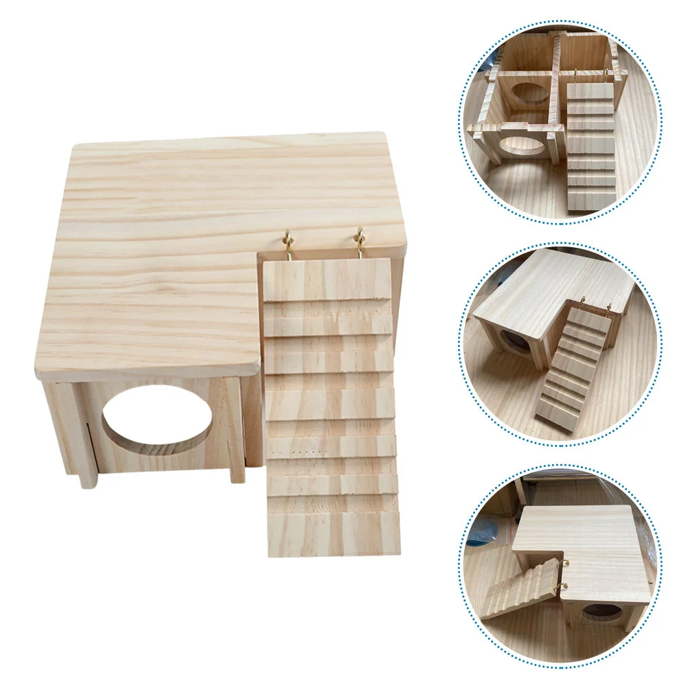 

Wood Toy Hamster Solid House Guinea Hide Houses Bed Cage Rabbit Accessories Rat Decor Home Hideouts