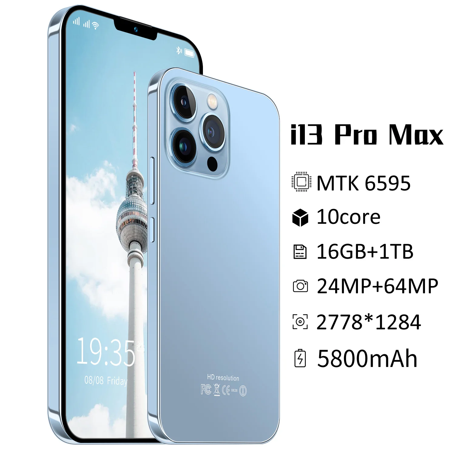 I13 Pro Max смартфон с 10 1-дюймовым дисплеем восьмиядерным процессором ОЗУ 16 ГБ ПЗУ ТБ