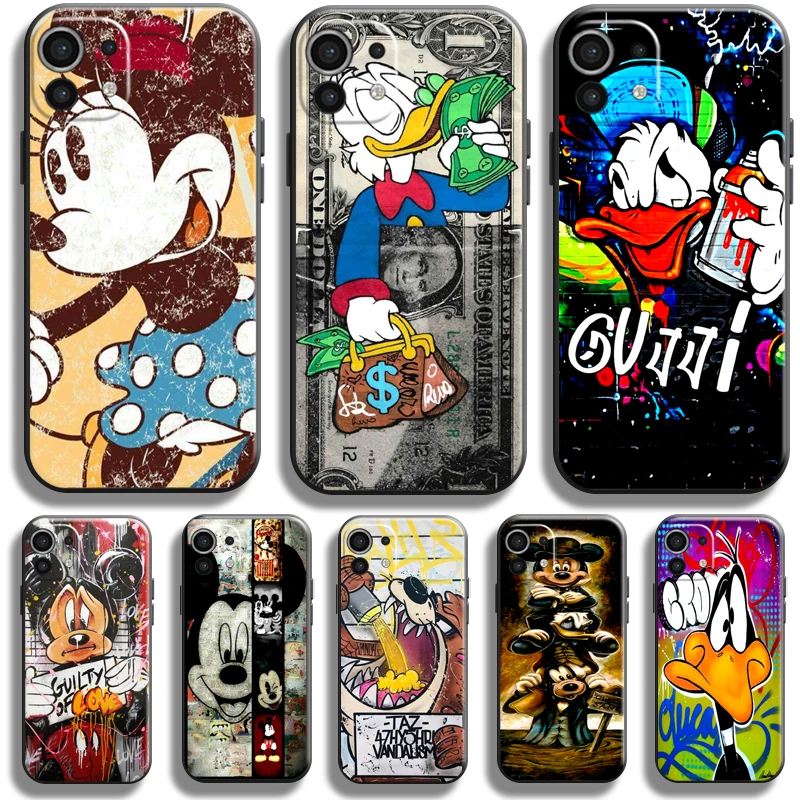 

Disney Mickey Duck Graffiti For Xiaomi Mi 11 Mi 11 Lite 5G Phone Case For Xiaomi 11 Lite 5G Liquid Silicon Coque Black TPU