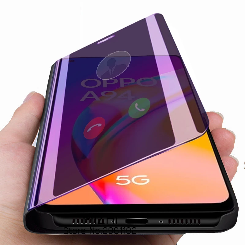 

Luxury Smart Mirror Flip Case for Oppo A94 5G Find X3 A93 A53 A92 A52 A72 Realme 7 8 Pro C11 C15 X50 Stand Phone Cover Coque