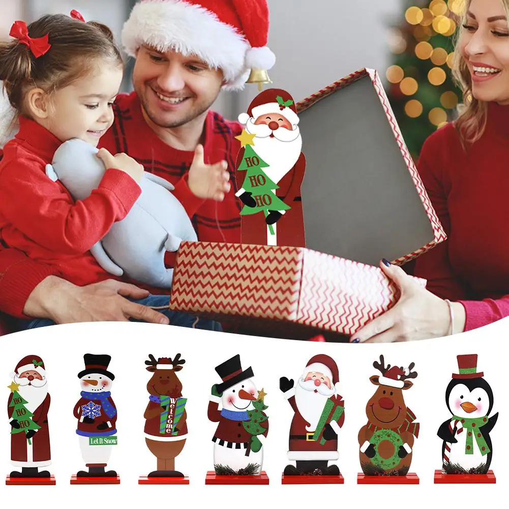 

Рождественские декоративные украшения, настольное Рождественское украшение, деревянные подарки, Искусственный Санта, Рождество, фотоэлемент 2024 G6B6