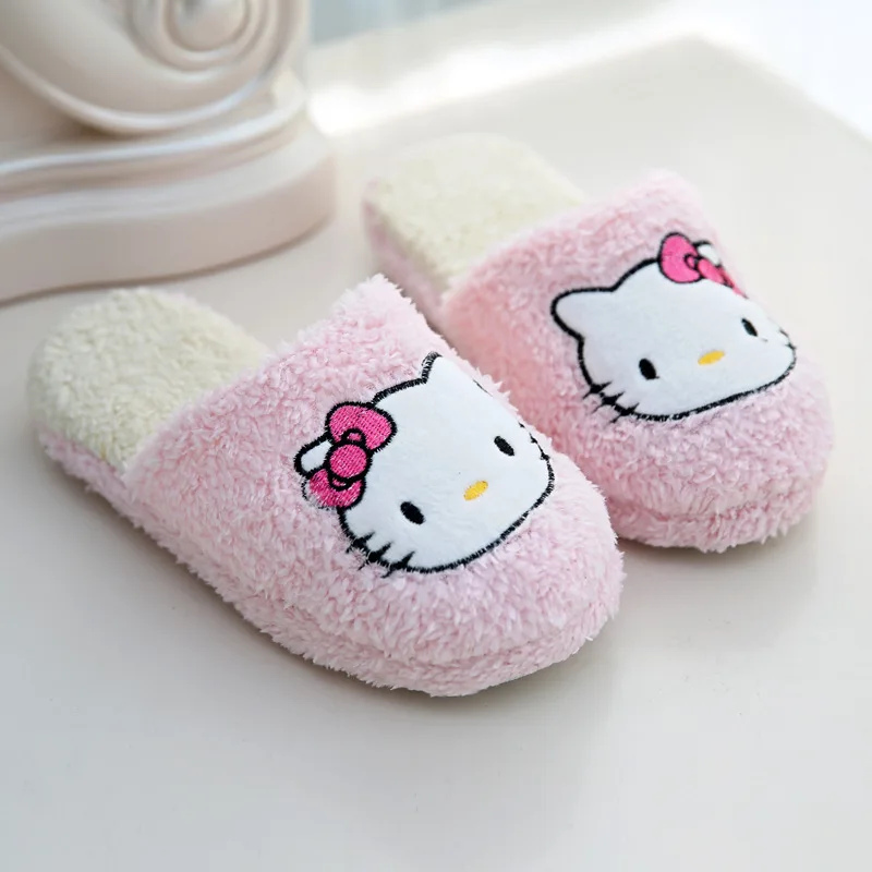 Плюшевые хлопковые тапочки Sanrioed Kirby HelloKittys с котом аниме кавайные мягкие