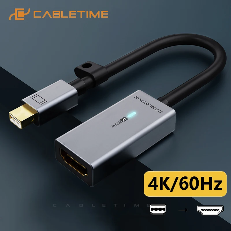 CABLETIME Mini Displayport to HDMI Adapter Sync Data 4K 60HZ