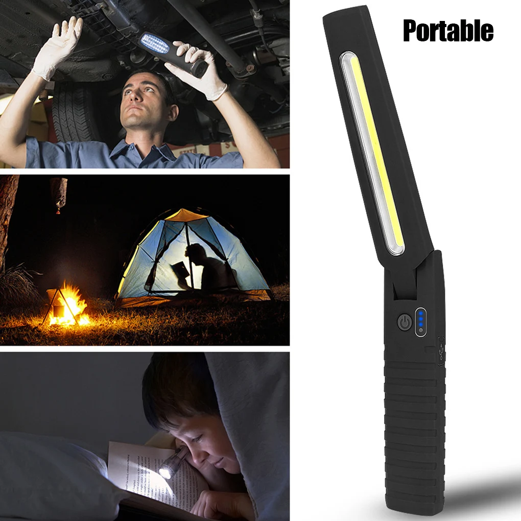 

COB LED Flashlight Portable USB Charging Work Light Non-slip Hanging Lamp Emergency Inspection Torch Hiking Outdoor Flashlight