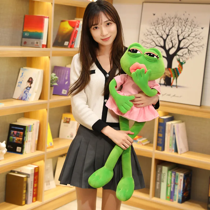 

60/80CM Kawaii Sad Frog Plush Toy Soft Stuffed Pillow Magic Expression Pepe The Sad Frog Animal Plush Doll Kids Birthday Gifts