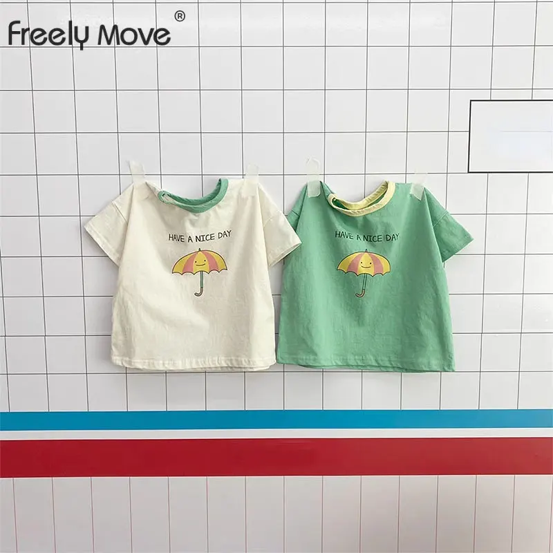 

2023 Summer Kids T-shirt Fashion Girls Boys Tees Letter Print Short Sleeve Unisex Tops Korean Casual Children Clothes
