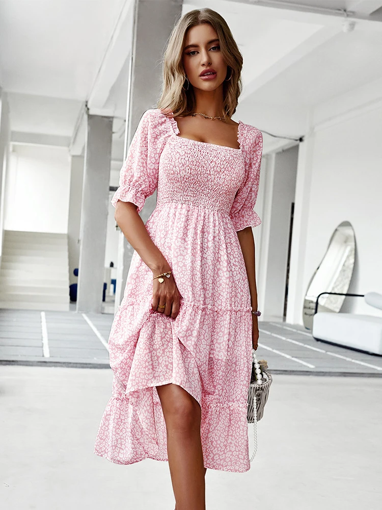 New Ladies Vintage Elegant Boho Chiffon Dress Women Casual Bohemian Party Beach Summer Dress Women Sundress Female Robe Vestidos