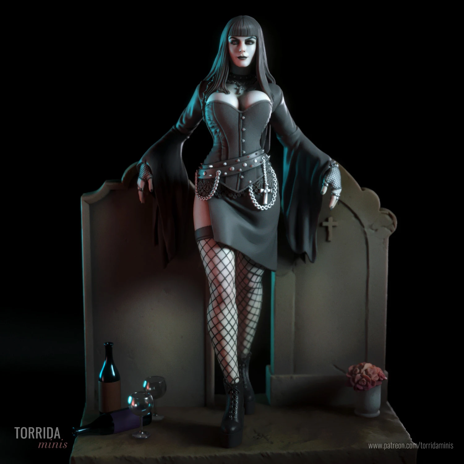 Модель 3d печати 1/24 набор для сборки фотографий с готическим женским вороном