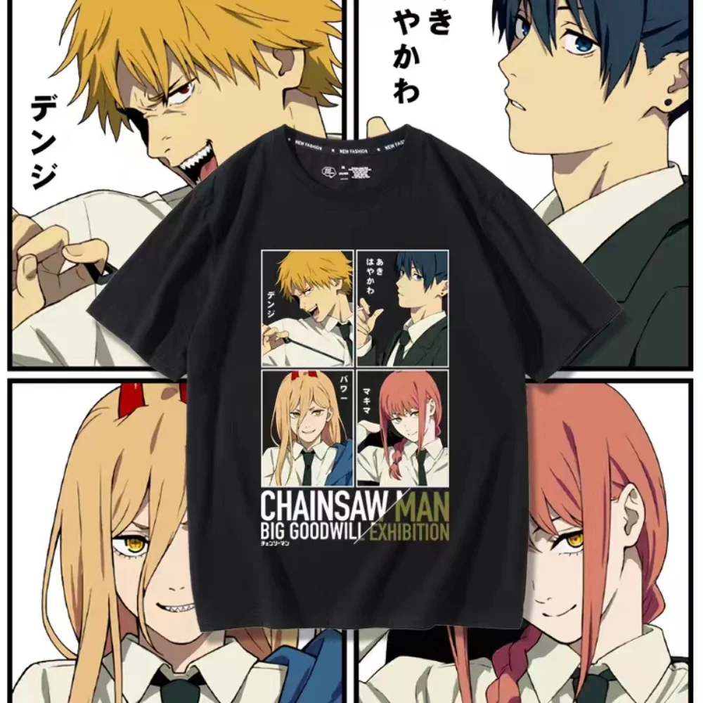 

Chainsaw Man Anime T-shirt Manga Graphic Oversize Men Cotton Short Sleeve Tee Women Top Cartoon Summer Streetwear Couple Clothes