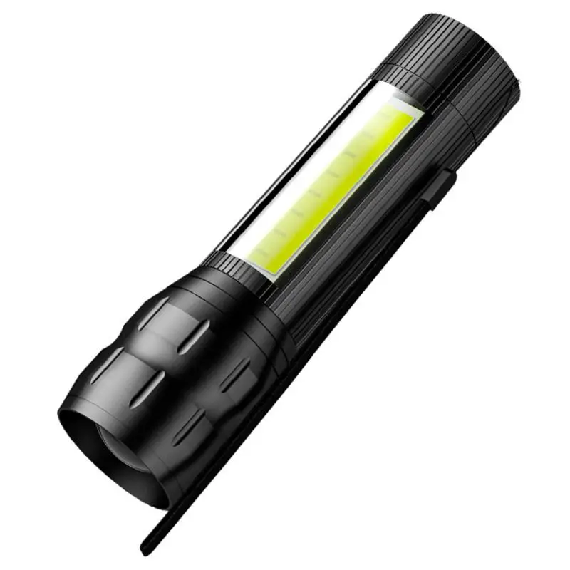 

Waterproof Led Flashlight Light Zoom Telescopic Zoom Emergency Lamp Usb Charging Built In Battery Electric Torch Portable