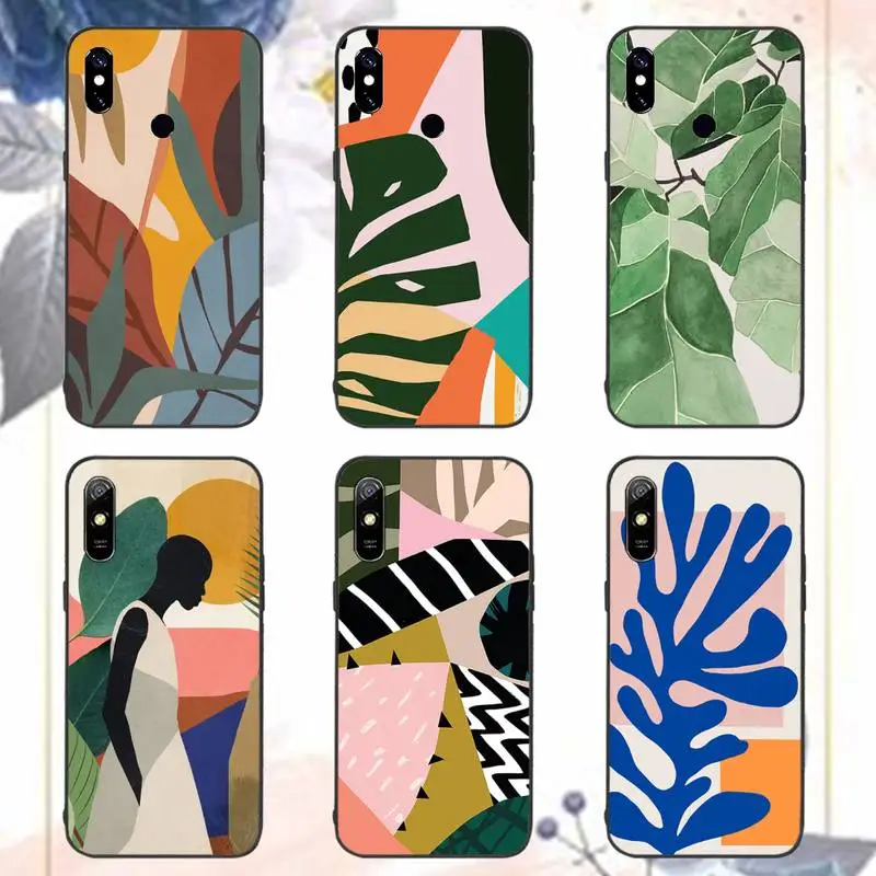 

Art Retro Abstract Geometry leaves Phone Case For Xiaomi Redmi note 7 8 9 11 i t s 10 A poco f3 x3 pro lite funda coque cover