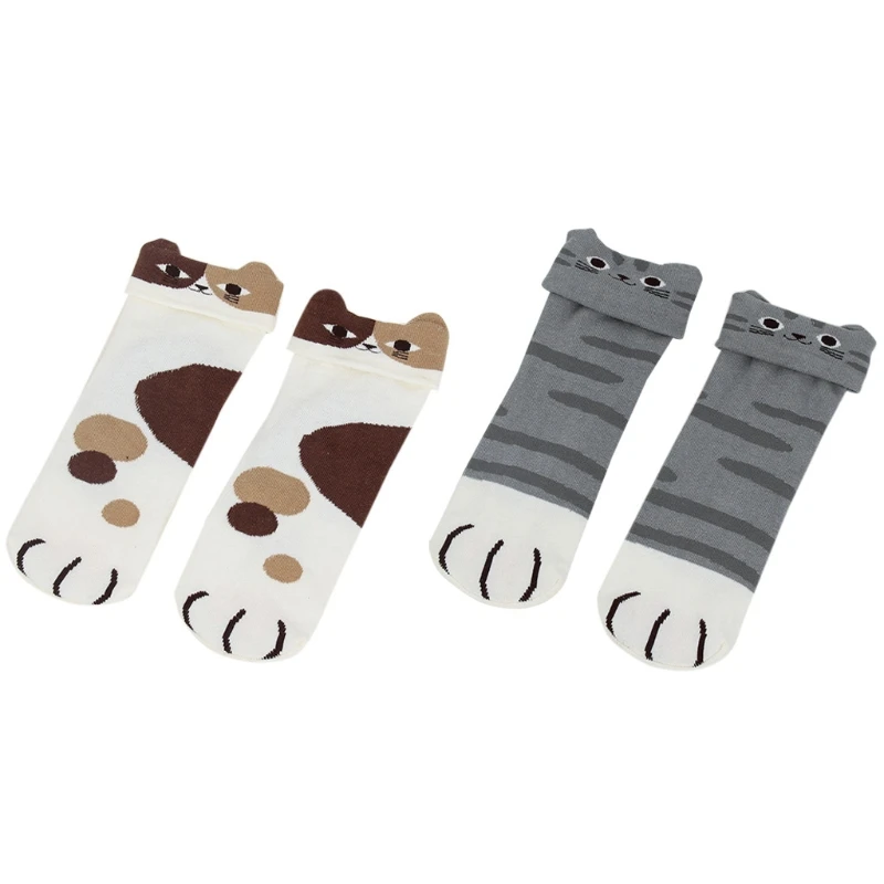 

1 пара, женские весенние длинные носки, маленькие для кошачьих ушей, милая забавная детская кроватка с мультяшными животными