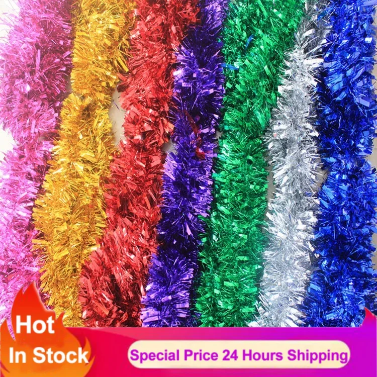 2 м 2025 фольгированная лента с мишурой гирлянда для рождественского украшения