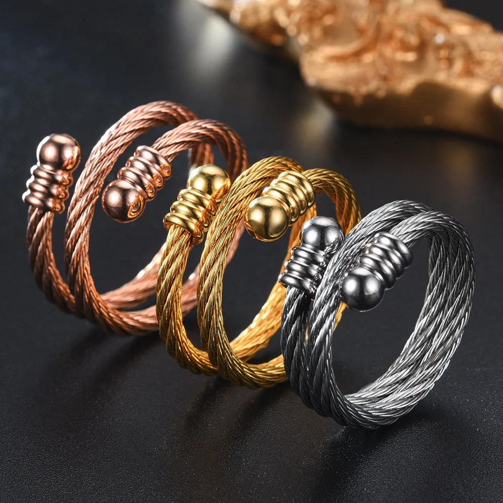 

Titanium Steel Rings for Women and Men Live Mouth Adjustable Personality Niche Wedding Engagement Couple Ring Fashion Jewelry