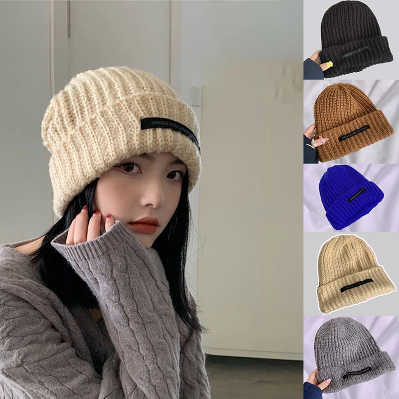 

Women Knitted Soft Hat Elasticity Autumn Winter Unisex Hip Hop Ski Skull Cap Beanies Letter Warm Hat