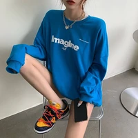 new korean version of 2021 new the autumn fashion letter printed sweatshirt oversized all match casual pullover women clothes