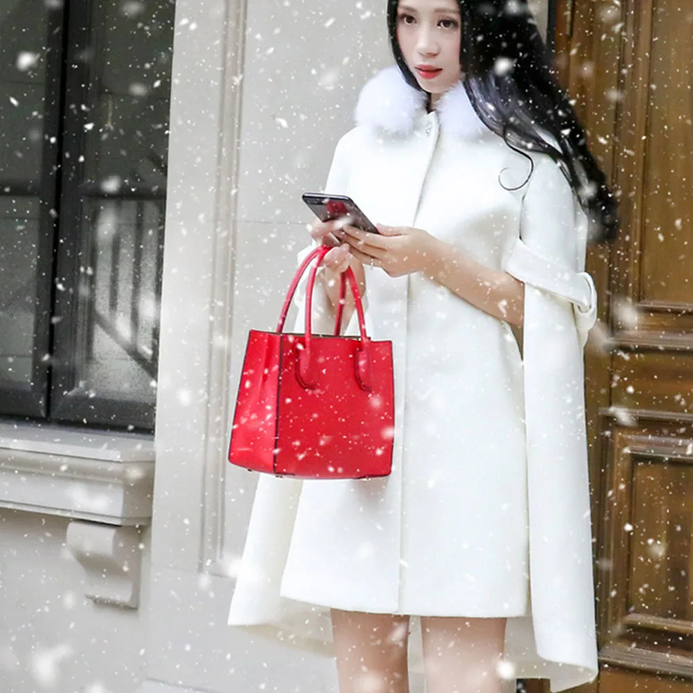 Новинка весна-зима Женская шерстяная накидка с капюшоном белого фиолетового