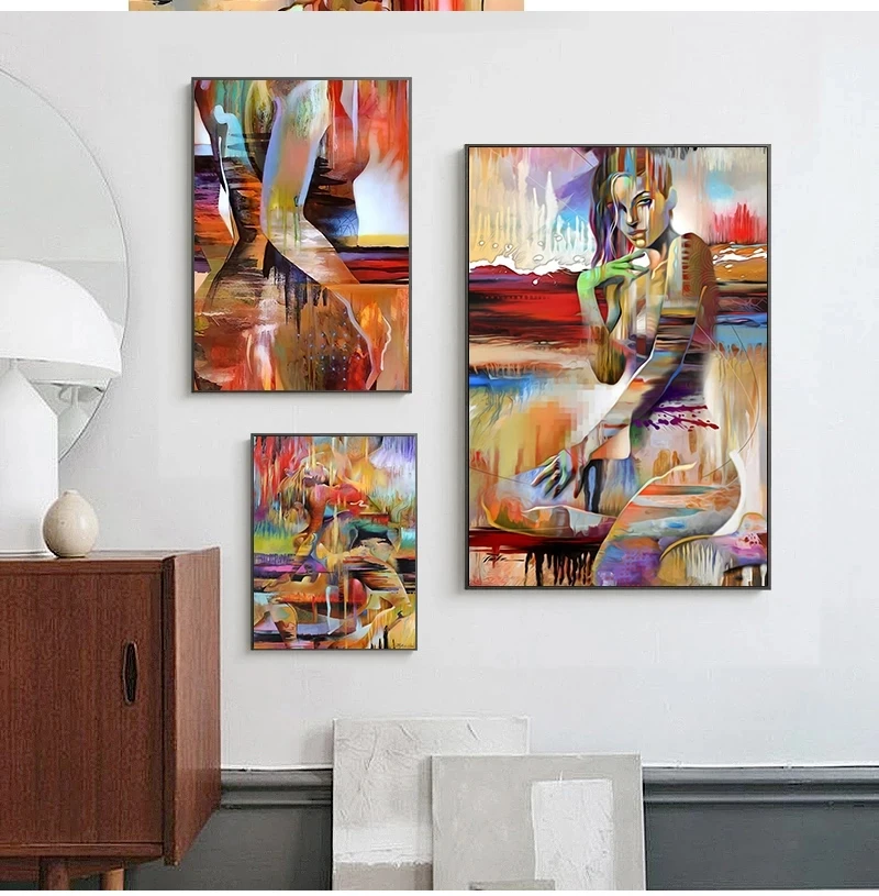 Абстрактный ню портрет женщины, масляная живопись на холсте, постеры и печати, стена искусства, картина для гостиной, декор дома без рамы.