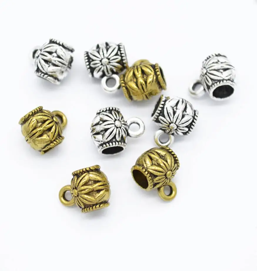

150pcs 10x8x7mm Flower Bails Beads Charms Antique Silver Color Jewelry Findings Jewelry Accessories F0220
